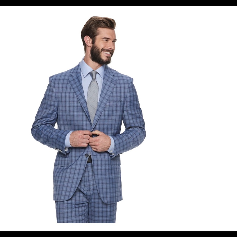 Men’s Steve Harvey 3 Piece Suit - Blue Plaid
